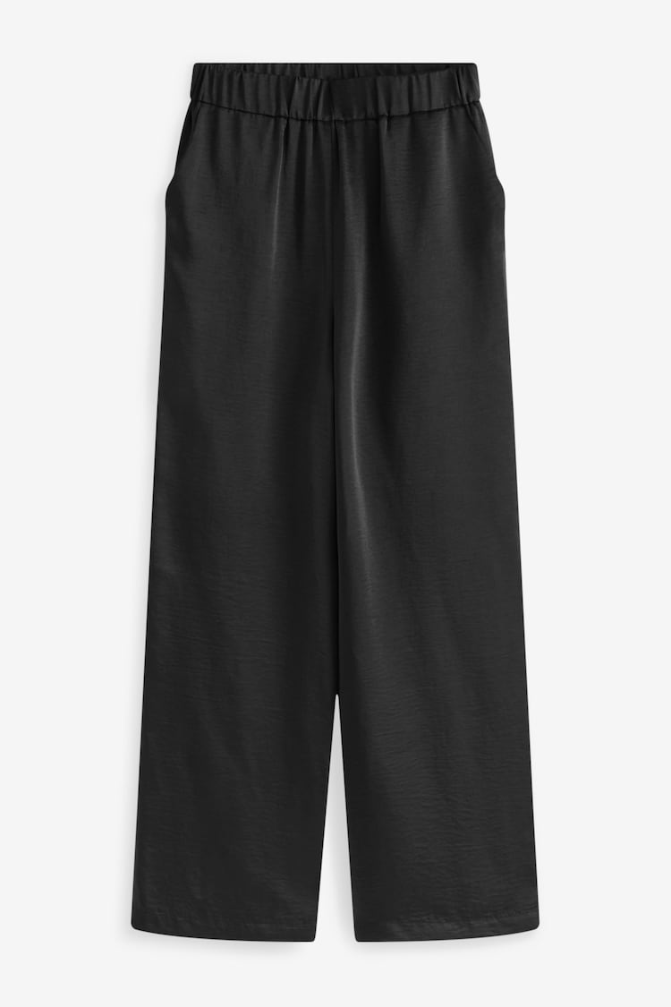Black Wide Leg Satin Trousers