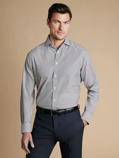 Black Extra Slim Fit Non-Iron Cutaway Collar Bengal Stripe Shirt