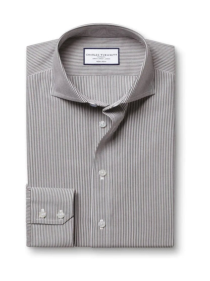 Black Extra Slim Fit Non-Iron Cutaway Collar Bengal Stripe Shirt