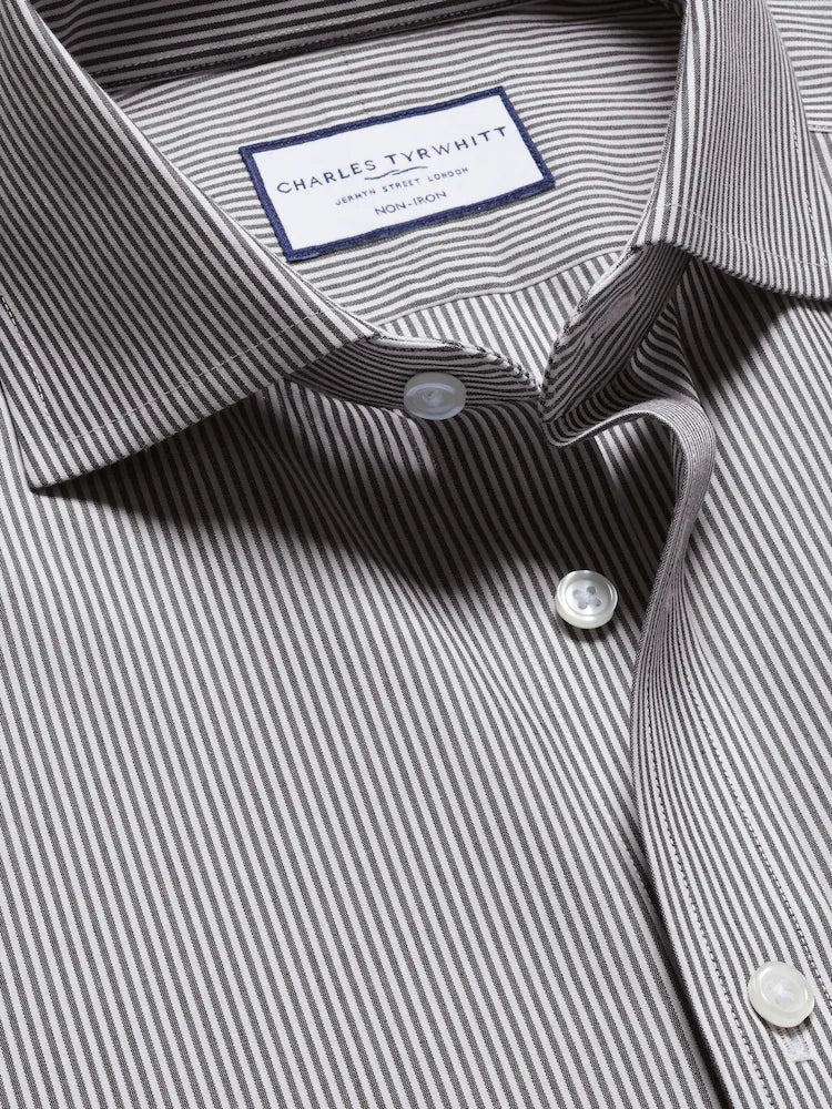 Black Extra Slim Fit Non-Iron Cutaway Collar Bengal Stripe Shirt