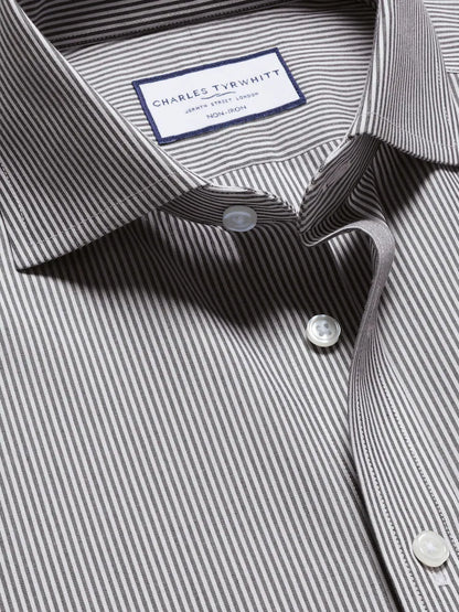 Black Extra Slim Fit Non-Iron Cutaway Collar Bengal Stripe Shirt