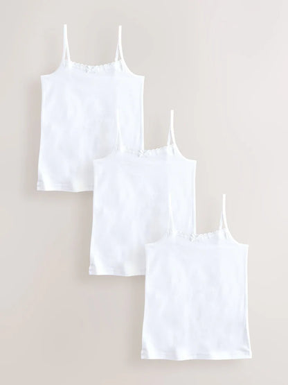 White 3 Pack Elastic Strappy Cami Vests