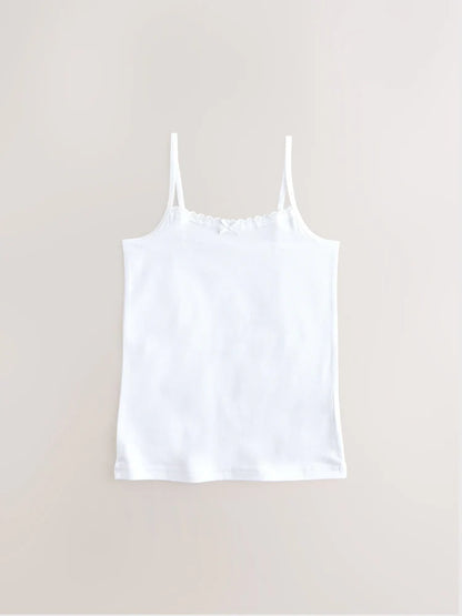 White 3 Pack Elastic Strappy Cami Vests