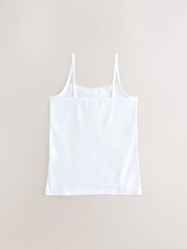 White 3 Pack Elastic Strappy Cami Vests