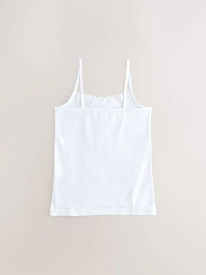 White 3 Pack Elastic Strappy Cami Vests