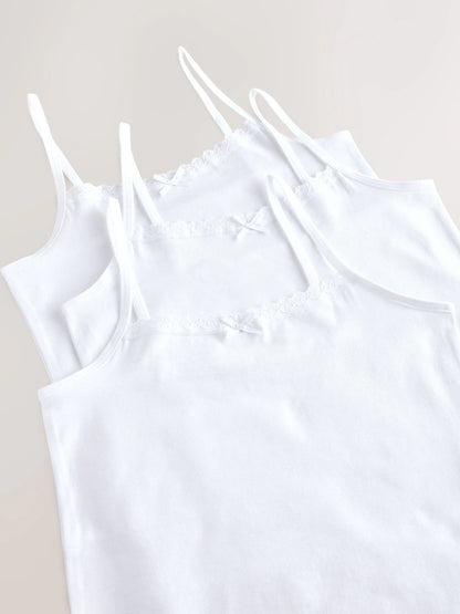 White 3 Pack Elastic Strappy Cami Vests