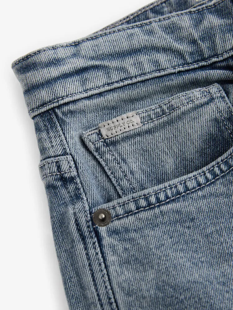 Blue Slate Regular Tapered Fit Vintage Wash Denim Jeans