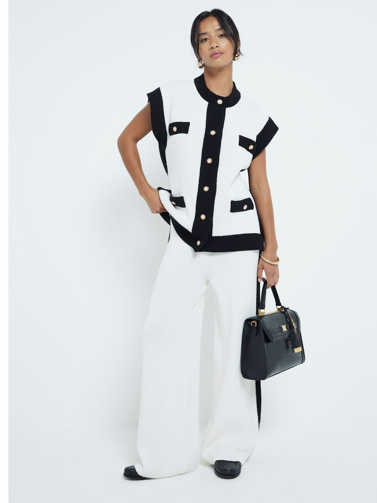 River Island Tipped Waistcoat - Cream