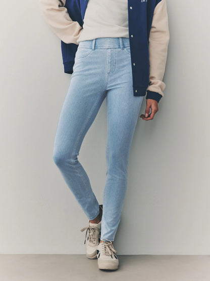 Bleach Blue Jersey Denim Leggings