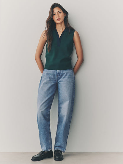 Mid Blue Barrel Leg Jeans