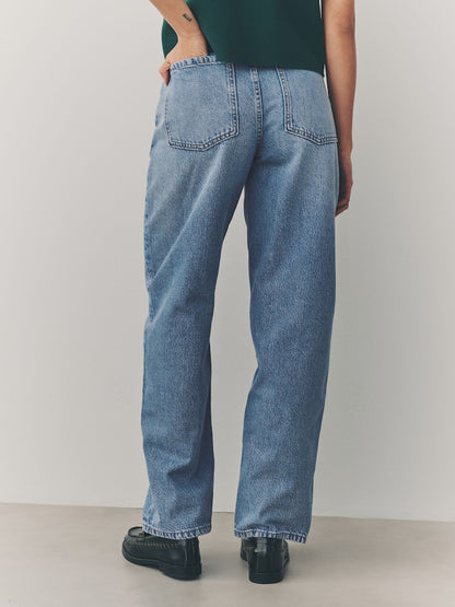 Mid Blue Barrel Leg Jeans