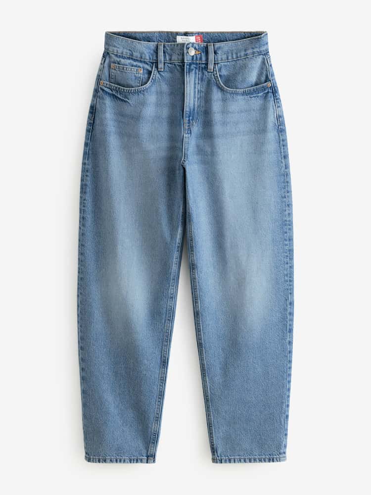 Mid Blue Barrel Leg Jeans