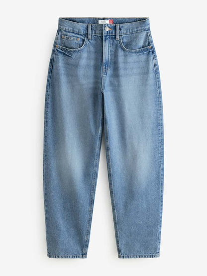 Mid Blue Barrel Leg Jeans