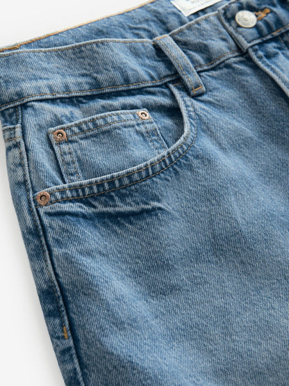 Mid Blue Barrel Leg Jeans