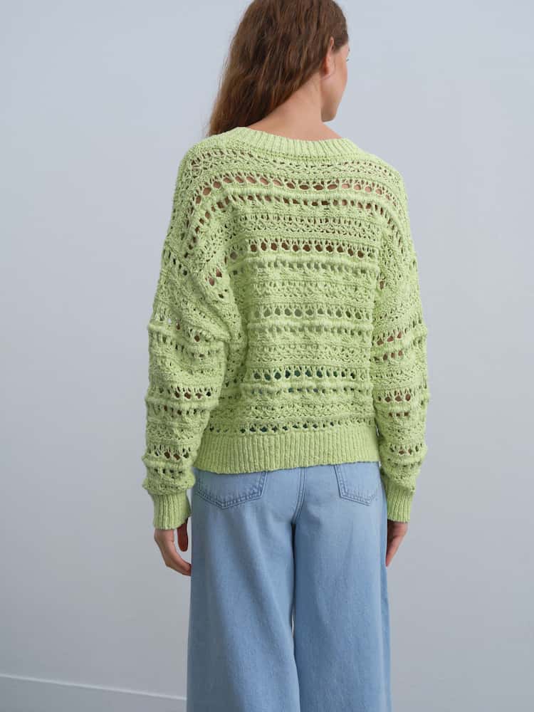 Green Sage Cotton Stitch Knitted Cardigan