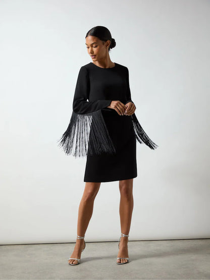 Black Carolina Mini Fringe Dress