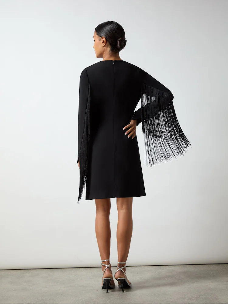 Black Carolina Mini Fringe Dress