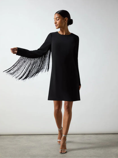 Black Carolina Mini Fringe Dress