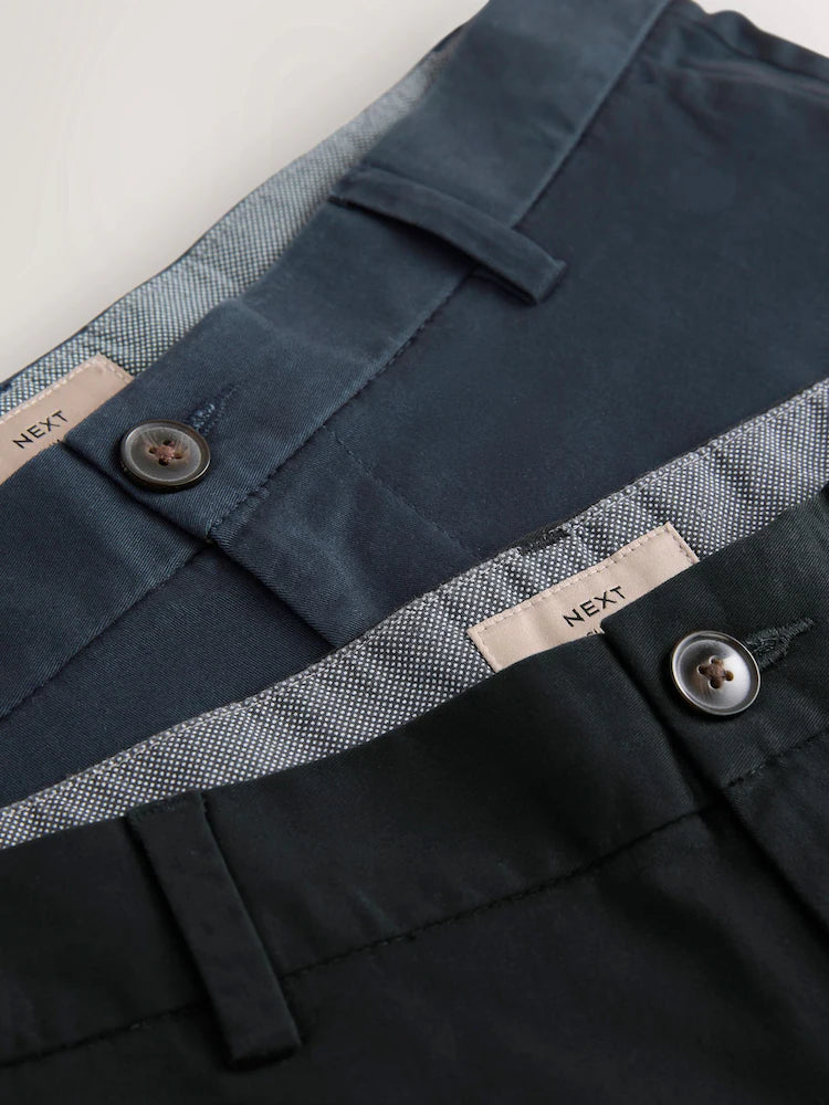 Black / Navy Slim Fit Stretch Chinos Short 2 Pack