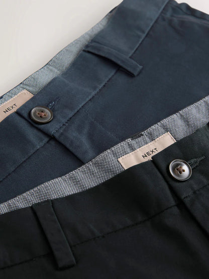 Black / Navy Slim Fit Stretch Chinos Short 2 Pack