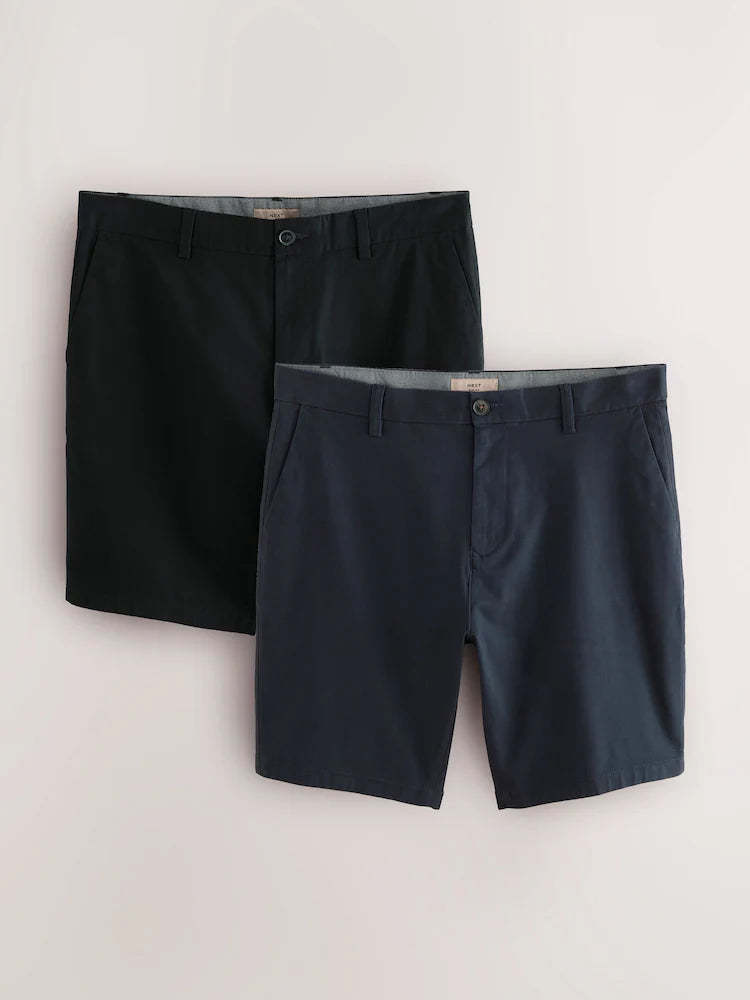 Black / Navy Slim Fit Stretch Chinos Short 2 Pack