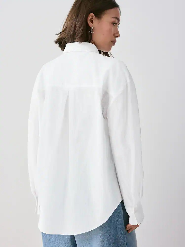 Next White Linen Long Sleeve Shirt