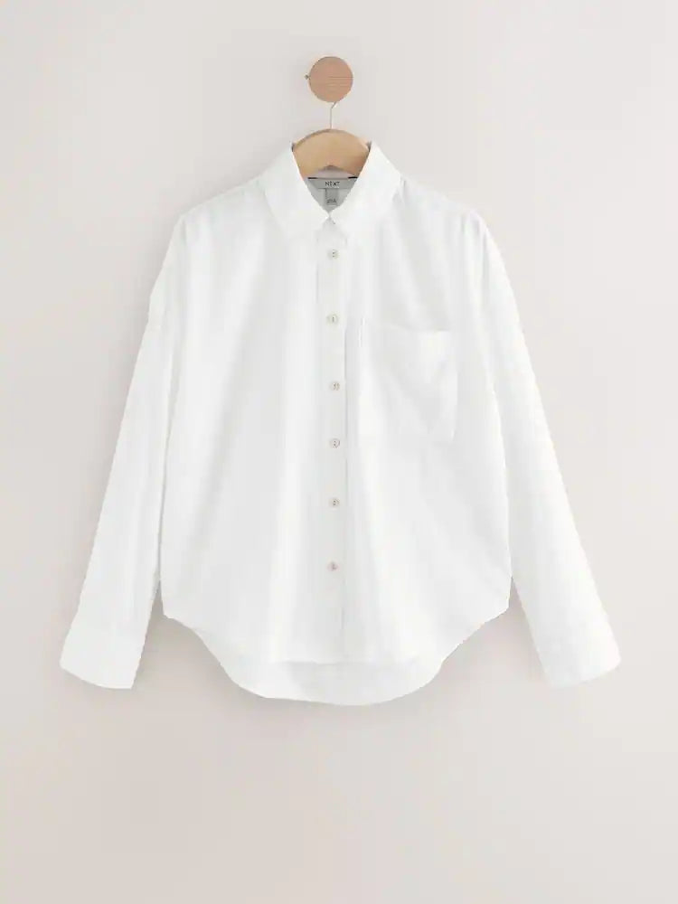 Next White Linen Long Sleeve Shirt