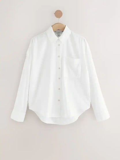 Next White Linen Long Sleeve Shirt
