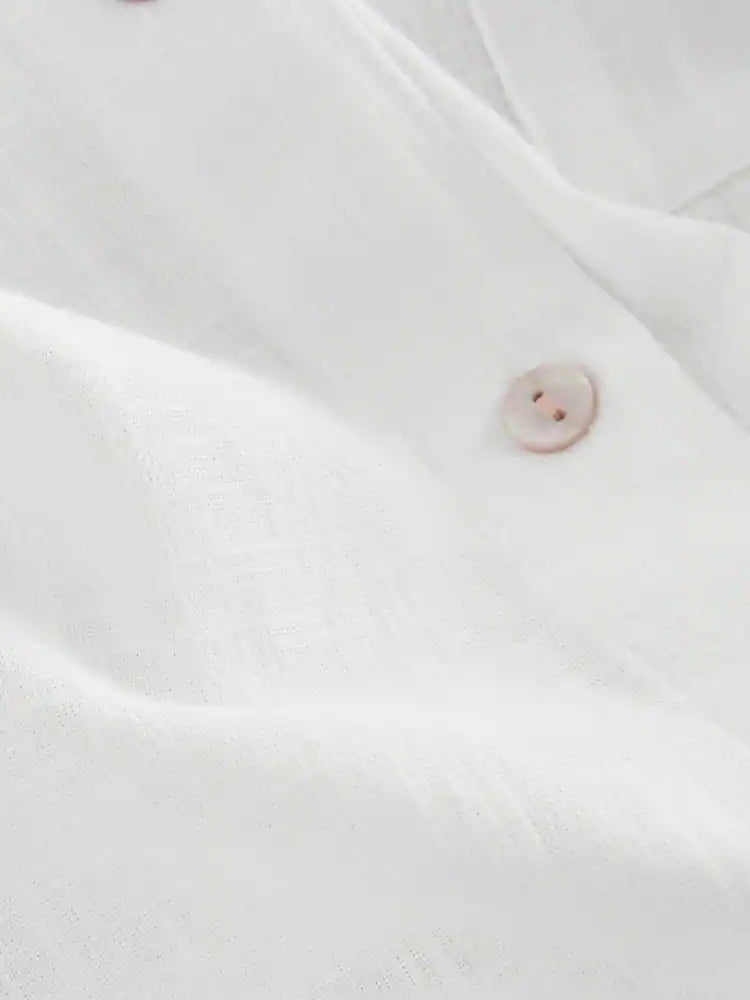 Next White Linen Long Sleeve Shirt