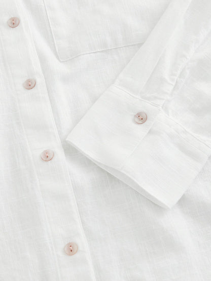 Next White Linen Long Sleeve Shirt