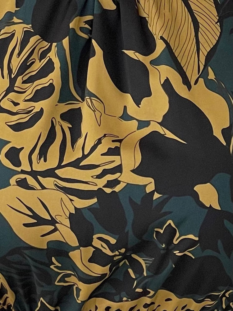 Green Large Carla Flroal Print Pleated Midi Dress