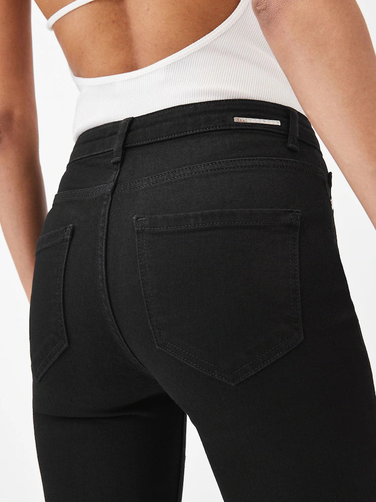 Black Mid Rise Flare Jeans