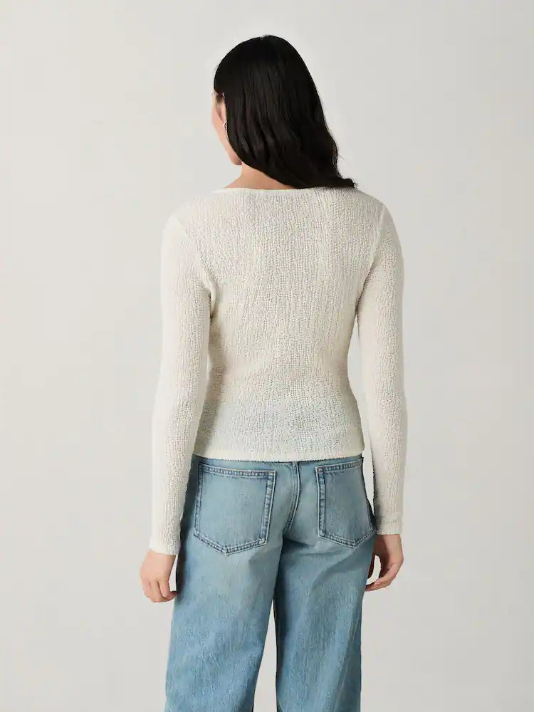 Ecur Textured Long Sleeve Button Through Cardigan