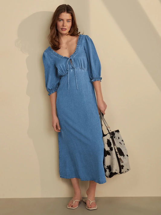 Dark Blue Lightweight Midi Tea Dress