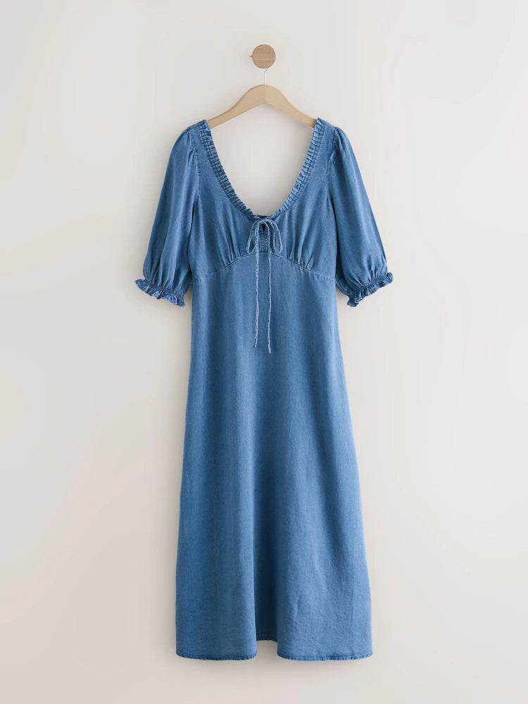 Dark Blue Lightweight Midi Tea Dress