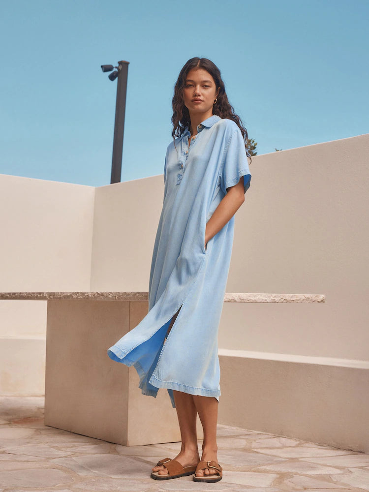 Lightweight Denim Beach Midi Kaftan