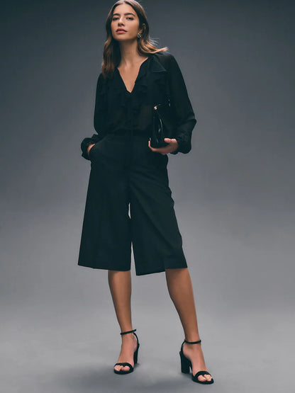 Black Tailored Jorts