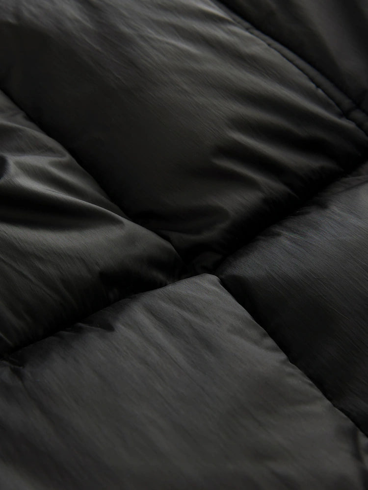 Black Shower Resistant Padded Longline Coat