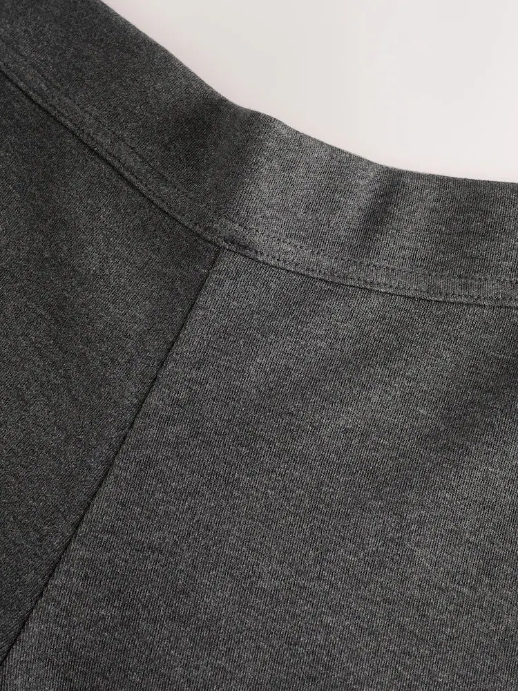 Grey Pull-On Cotton Rich Jersey Stretch Wide Leg Trousers