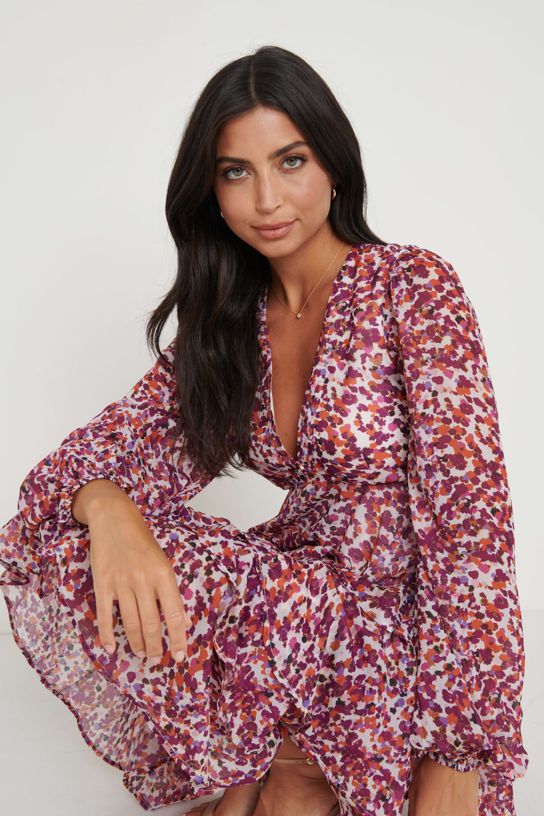 Pretty Lavish Ashton Ruffle Midi Dress - Coral