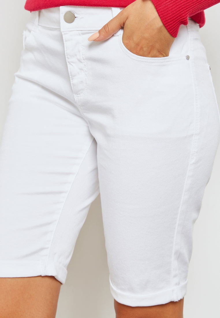 Plus White Denim Knee Shorts