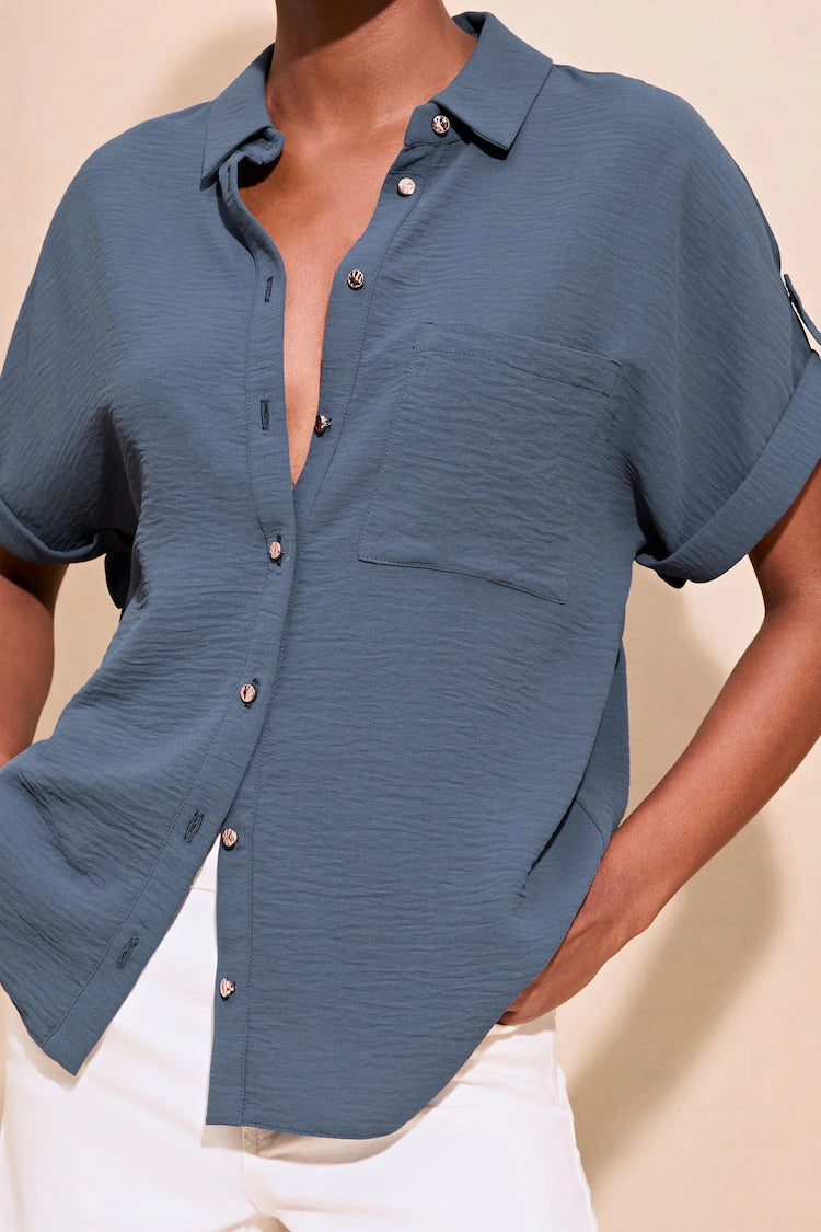 Blue Short Sleeve Utility Shirt