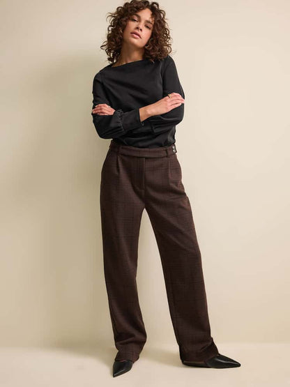 Black Long Sleeve Gathered Sides Blouse