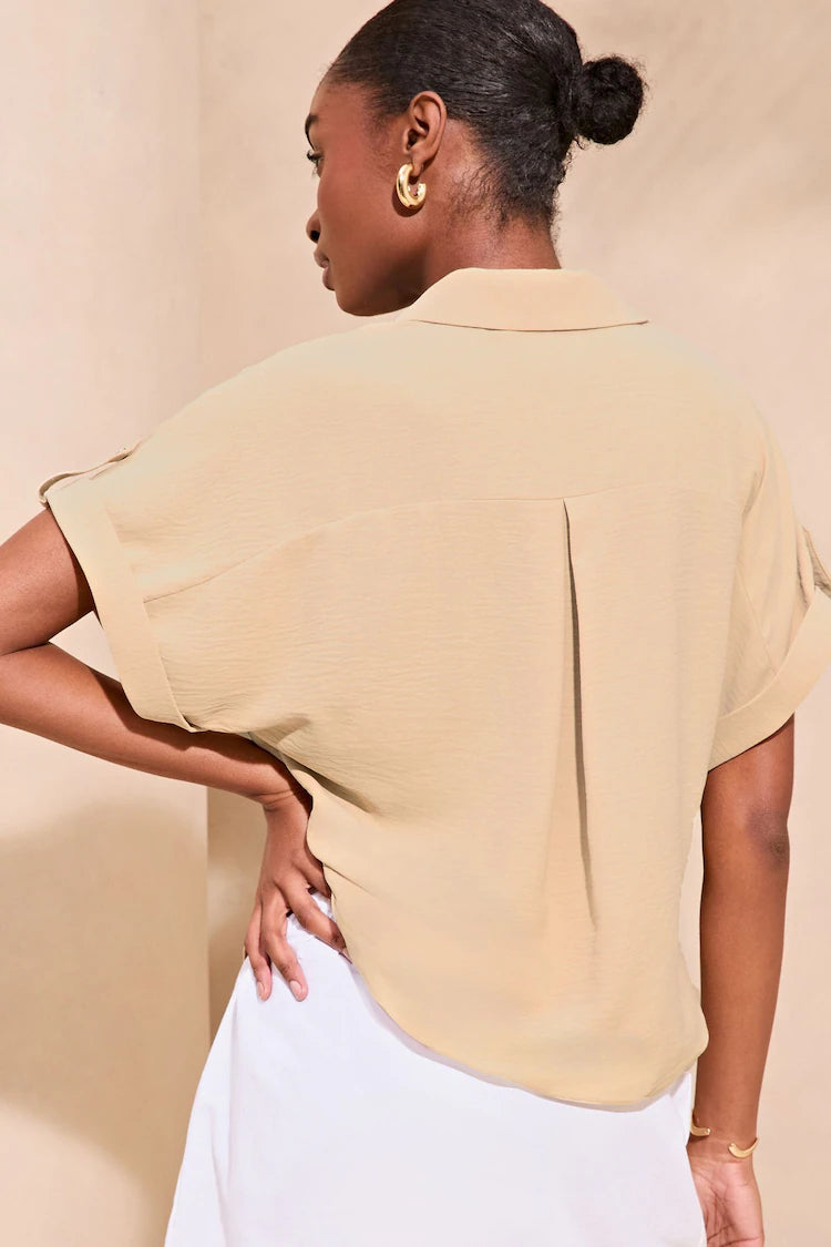 Camel Short Sleeve Utility Shirt