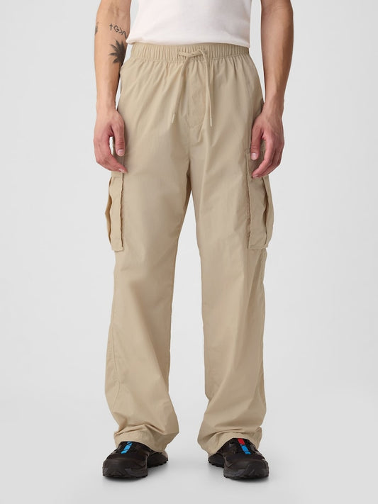 Beige Nylon Cargo Trouser