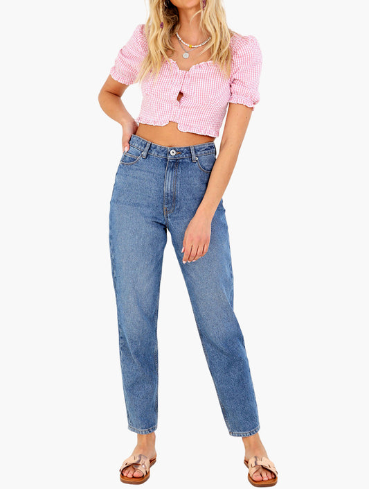 Celine Classic Fit Mom Jeans Blue Mid Wash