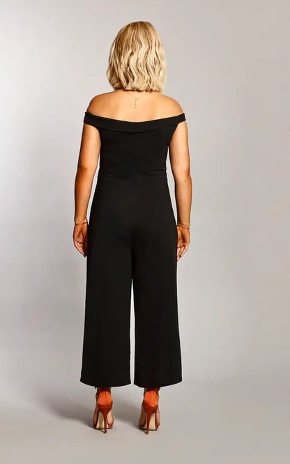 Black Bardot Maternity Twist Front Culotte Jumpsuit