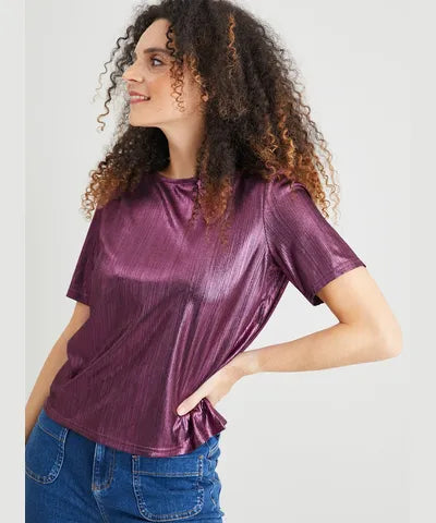 Tu Clothing Pink Silver Metallic Foil T-Shirt