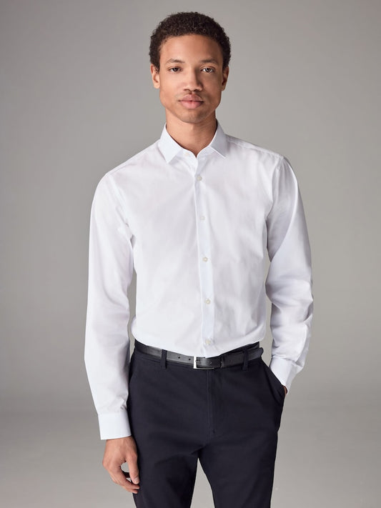 Easy Care Single Cuff Smart Slim Fit Shirt - White