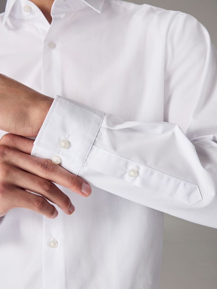 Easy Care Single Cuff Smart Slim Fit Shirt - White